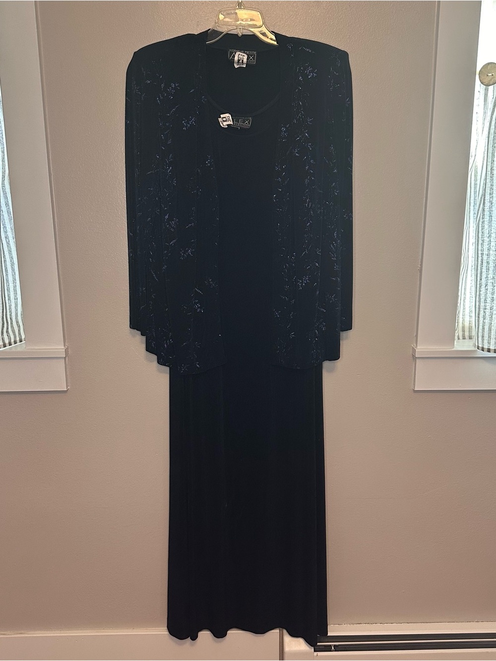 Alex Evenings Midnight Blue Maxi Dress with Embellished Jacket